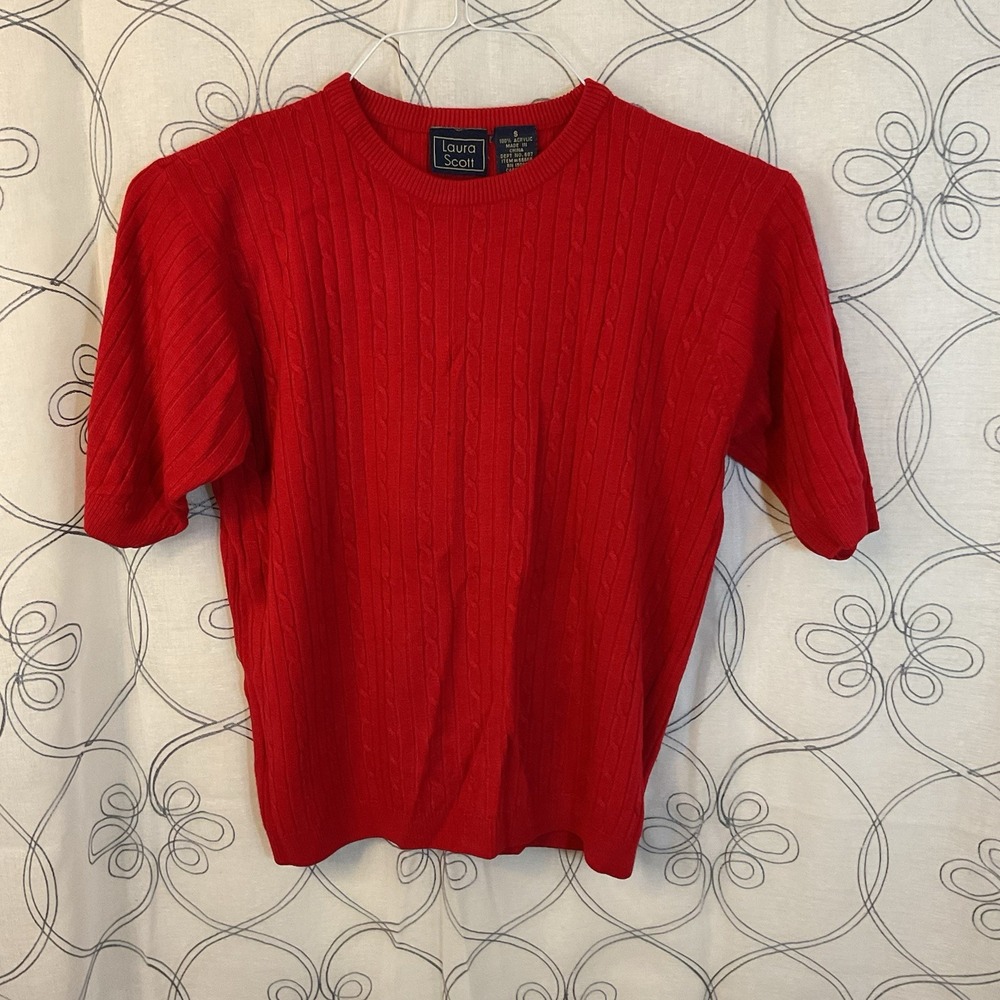 Women's Laura Scott Red Short Sleeve Top Size Small